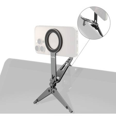 SmallRig 5649 - uchwyt/mini statyw do smartfona z hakiem, obustronne mocowanie magnetyczne MagSafe - przykład użycia